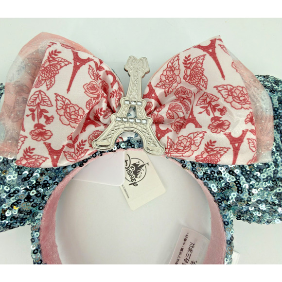 Disney Parks Epcot World Showcase France Eiffel Tower Sequin Minnie Ear Headband - Picture 2 of 8